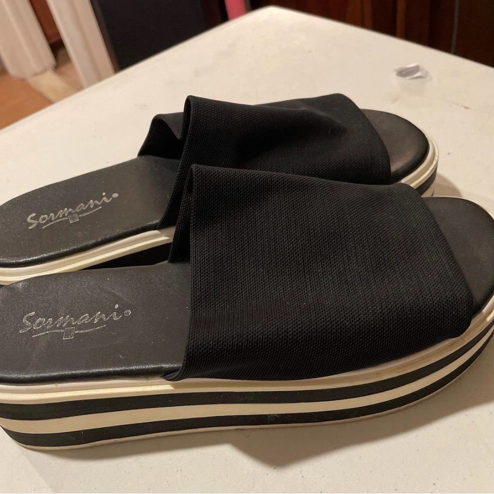 Black Platform Slide Sandals